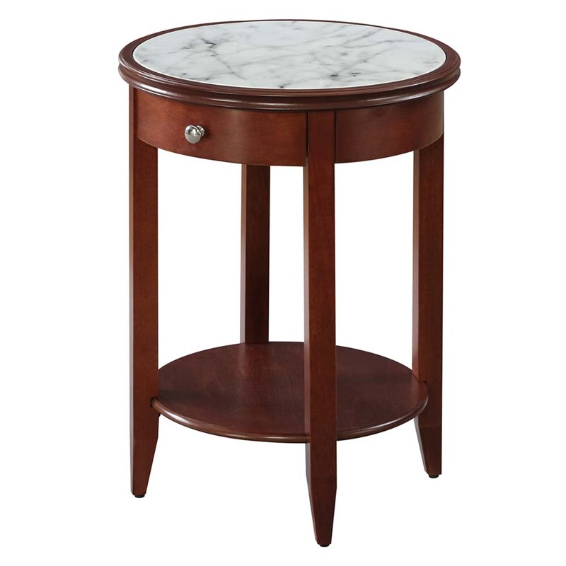 Home Square Baldwin End Table in Mahogany Wood Finish - Set of 2