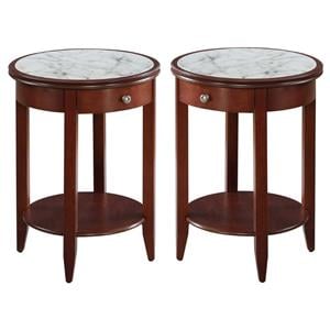 Home Square Baldwin End Table in Mahogany Wood Finish - Set of 2