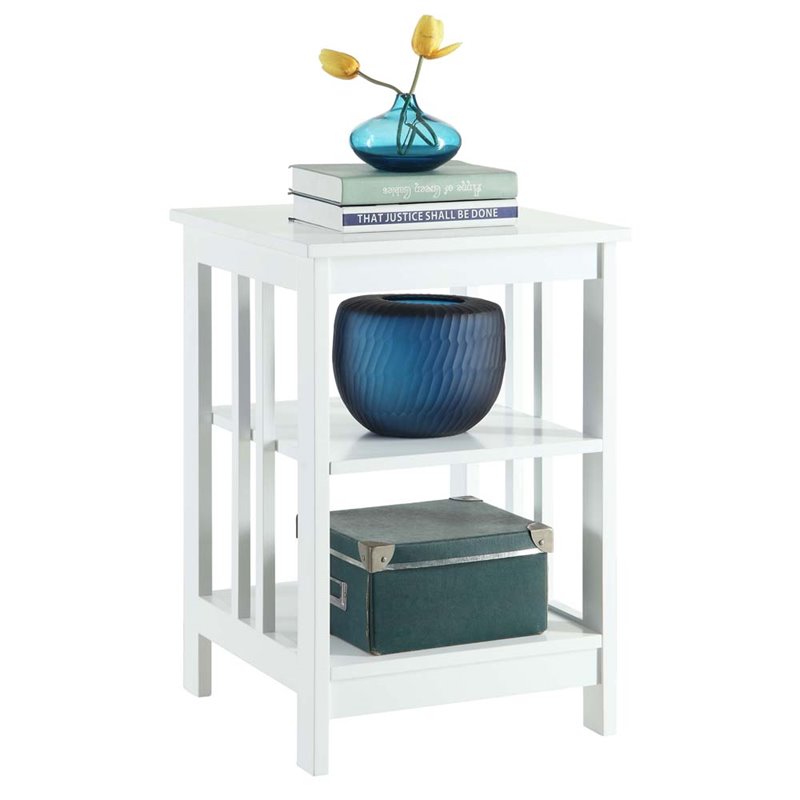 Home Square Mission Square End Table in White Wood Finish - Set of 2