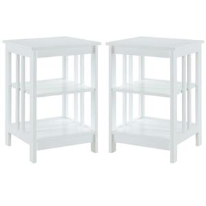 home square mission square end table in white wood finish - set of 2