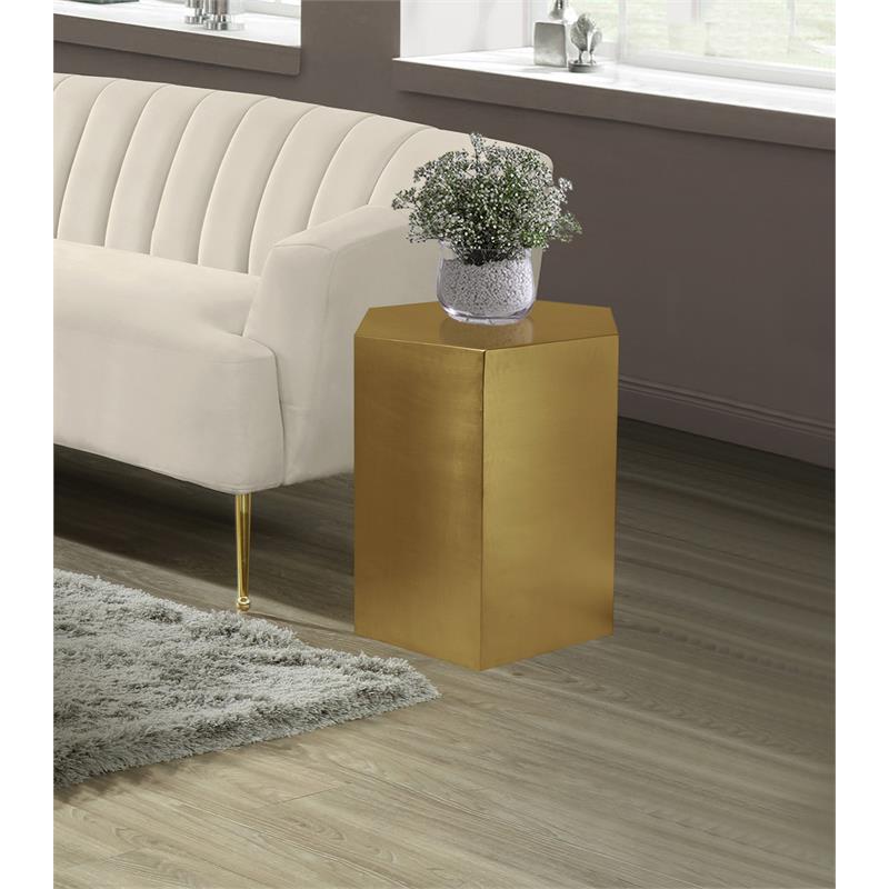 Home Square Furniture Brushed Gold Metal End Table - Set of 2