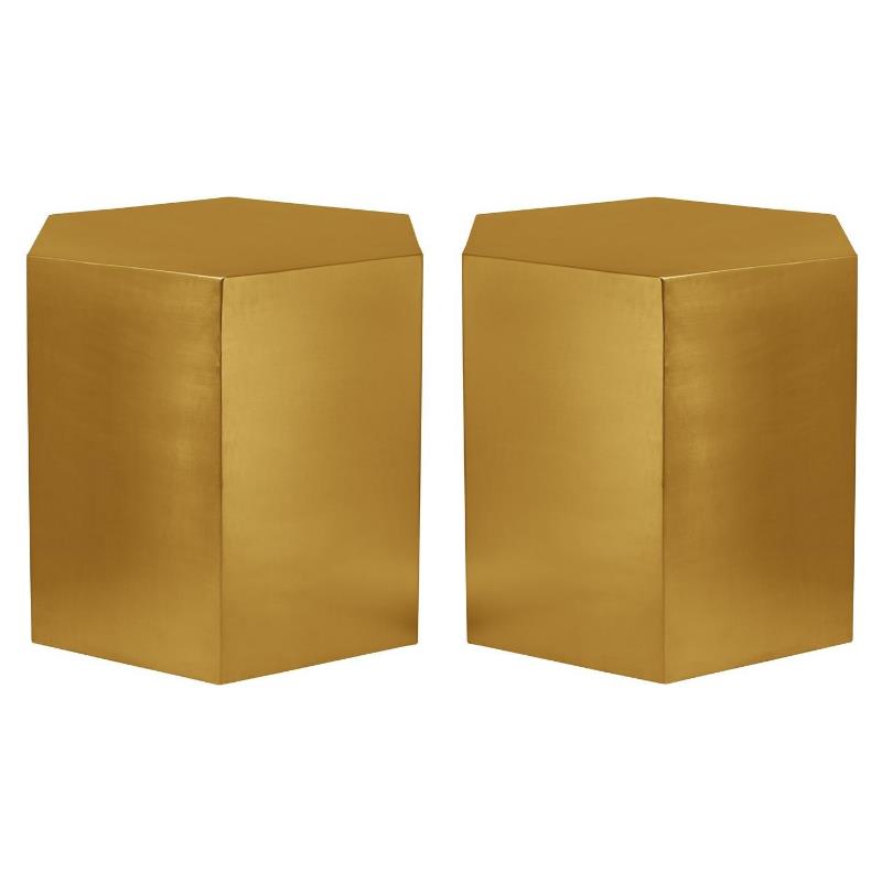 Home Square Furniture Brushed Gold Metal End Table - Set of 2