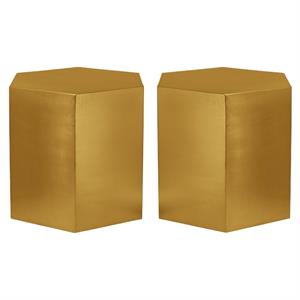 Home Square Furniture Brushed Gold Metal End Table - Set of 2