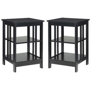 Home Square Mission Square End Table in Black Wood Finish - Set of 2