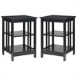 Home Square Mission Square End Table in Black Wood Finish - Set of 2