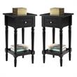 Home Square French Country Square End Table in Black Wood Finish - Set of 2