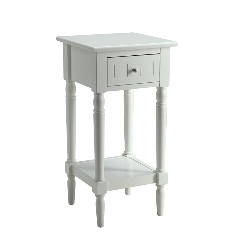 Home Square French Country Square End Table in White Wood Finish - Set of 2