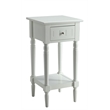 Home Square French Country Square End Table in White Wood Finish - Set of 2