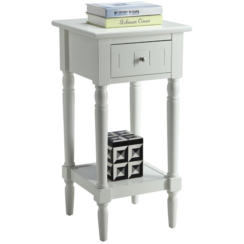 Home Square French Country Square End Table in White Wood Finish - Set of 2