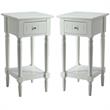 Home Square French Country Square End Table in White Wood Finish - Set of 2