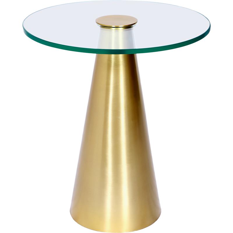 Home Square Glass Top End Table with Brushed Gold Iron Base - Set of 2
