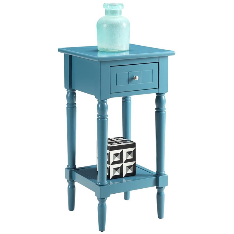 Home Square French Country Square End Table in Blue Wood Finish - Set of 2
