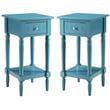 Home Square French Country Square End Table in Blue Wood Finish - Set of 2