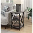 Home Square Tucson Three-Tier End Table in Weathered Gray Wood Finish - Set of 2