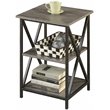 Home Square Tucson Three-Tier End Table in Weathered Gray Wood Finish - Set of 2