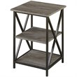 Home Square Tucson Three-Tier End Table in Weathered Gray Wood Finish - Set of 2