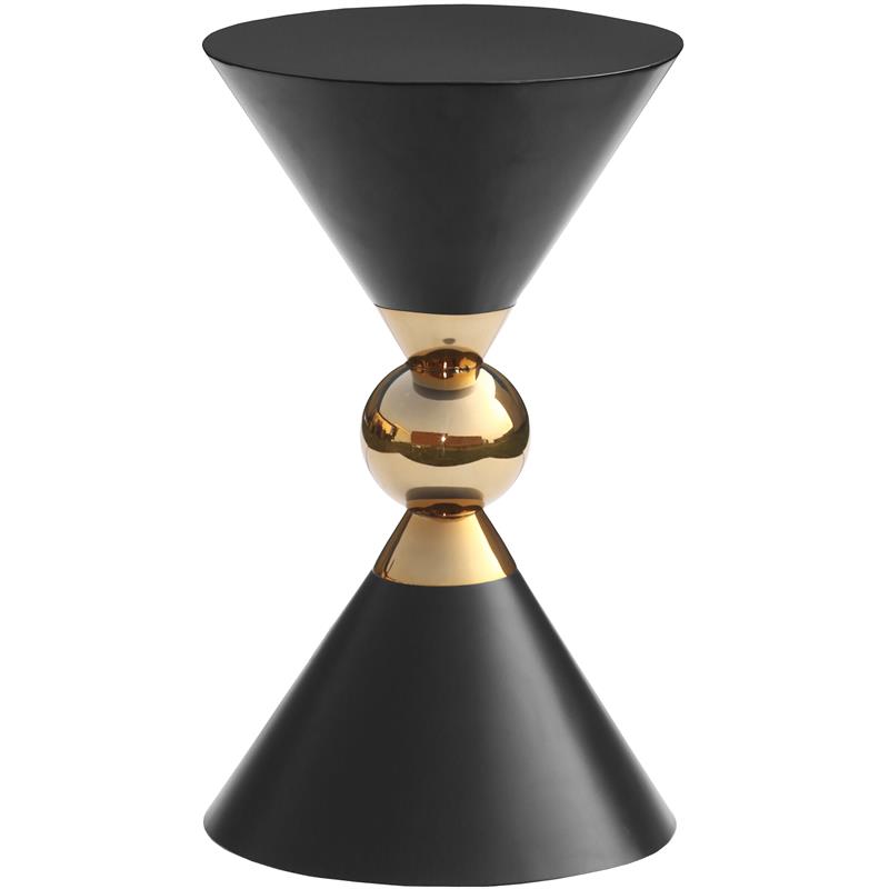 Home Square Black and Gold Metal Hourglass Shaped End Table - Set of 2
