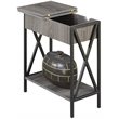 Home Square Tucson Electric Flip-Top End Table in Weathered Gray Wood - Set of 2