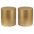 Home Square Round Brushed Gold Metal End Table - Set of 2