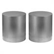 Home Square Round Brushed Chrome Metal End Table - Set of 2
