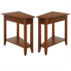 home square american heritage wedge end table in cherry wood finish - set of 2