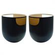 Home Square Round Matte Black Metal End Table with Glass Top - Set of 2
