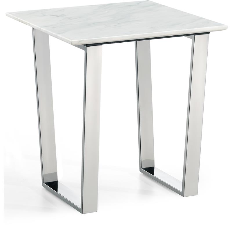 Home Square Contemporary Stone End Table in Chrome - Set of 2