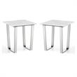 Home Square Contemporary Stone End Table in Chrome - Set of 2