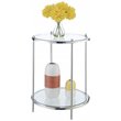 Home Square Two-Tier Round End Table in Clear Glass/Chrome - Set of 2