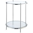 Home Square Two-Tier Round End Table in Clear Glass/Chrome - Set of 2