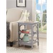 Home Square Omega Square End Table in Gray Wood Finish with Shelves - Set of 2