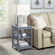 Home Square Omega Square End Table in Gray Wood Finish with Shelves - Set of 2