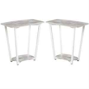 Home Square Graystone End Table in Gray and White Wood Finish - Set of 2