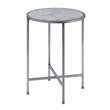 Home Square Faux Marble Round End Table in Silver Metal Frame - Set of 2