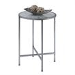 Home Square Faux Marble Round End Table in Silver Metal Frame - Set of 2