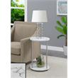 Home Square Two-Tier Round End Table in White Faux Marble - Set of 2
