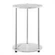 Home Square Two-Tier Round End Table in White Faux Marble - Set of 2