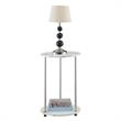 Home Square Two-Tier Round End Table in White Faux Marble - Set of 2