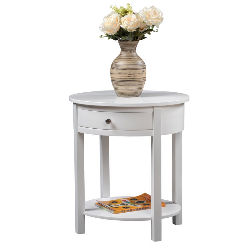 Home Square Accents Cypress End Table in White Wood Finish - Set of 2