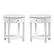 Home Square Accents Cypress End Table in White Wood Finish - Set of 2