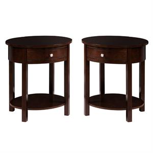 Home Square Accents Cypress End Table in Espresso Wood Finish - Set of 2