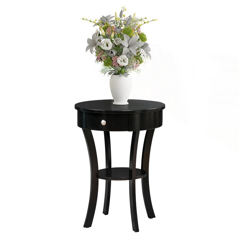 Home Square Furniture End Table in Black Wood Finish - Set of 2