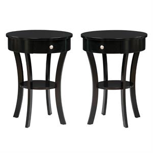 Home Square Furniture End Table in Black Wood Finish - Set of 2