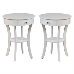 Home Square Furniture End Table in White Wood Finish - Set of 2
