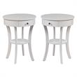 Home Square Furniture End Table in White Wood Finish - Set of 2