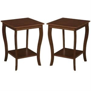 Home Square Furniture End Table in Espresso Wood Finish - Set of 2