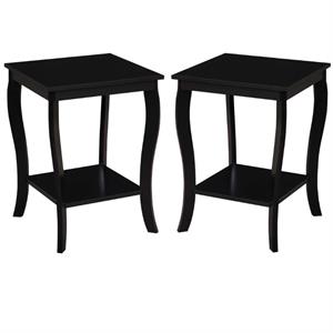 home square furniture square end table in black wood finish - set of 2