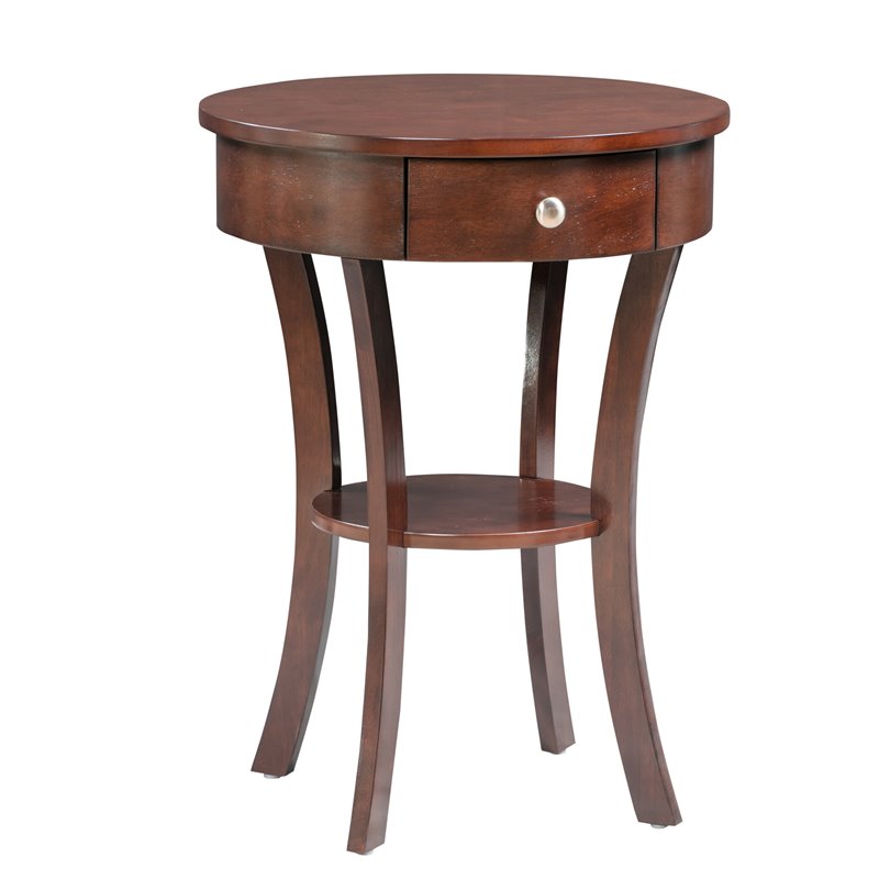 Home Square 1-Drawer End Table with Shelf in Espresso Wood Finish - Set of 2