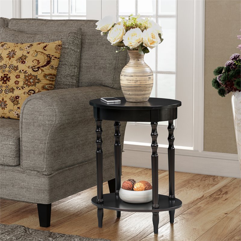 Home Square Accents Brandi Oval End Table in Black - Set of 2