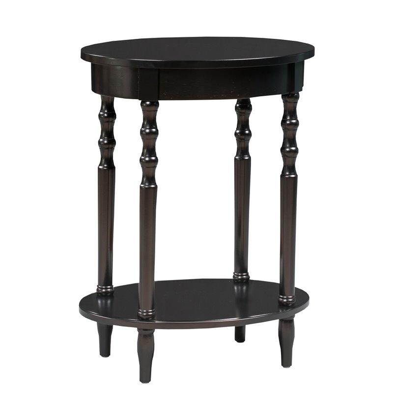 Home Square Accents Brandi Oval End Table in Black - Set of 2